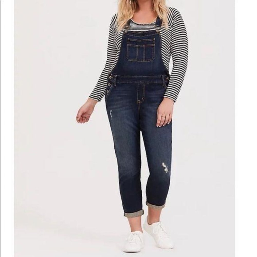 Torrid CROP OVERALL - VINTAGE STRETCH DARK WASH